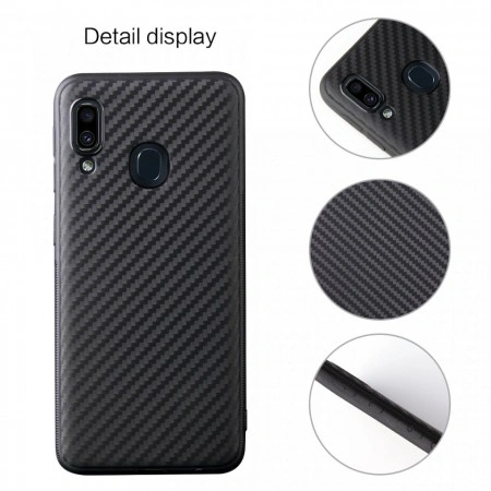 Husa pentru Samsung Galaxy A30, Perfect Fit, cu insertii de carbon, negru - Img 2