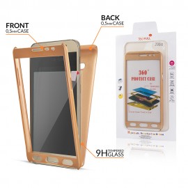 Husa Samsung Galaxy J3 2017, FullBody Elegance Luxury Gold, acoperire completa 360 grade cu folie de sticla gratis - Img 2