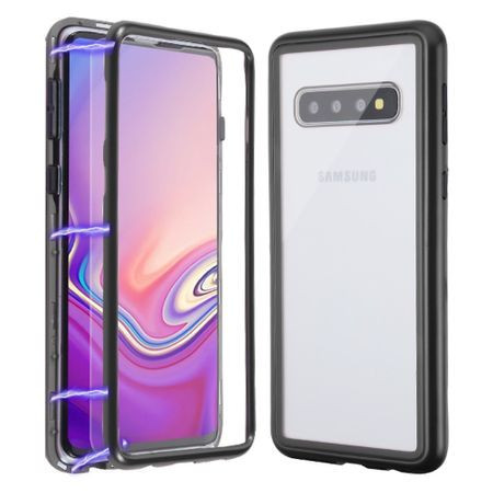 Husa Samsung Galaxy S10 Plus Magnetica 360 grade Black, Perfect Fit cu spate de sticla securizata premium