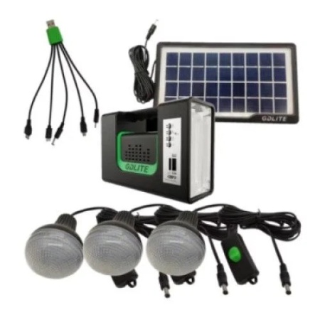 Kit solar GD-Lite 10, dotat cu dispozitive USB cu 3 becuri LED + acumulator de mare capacitate + Radio, negru - Img 2