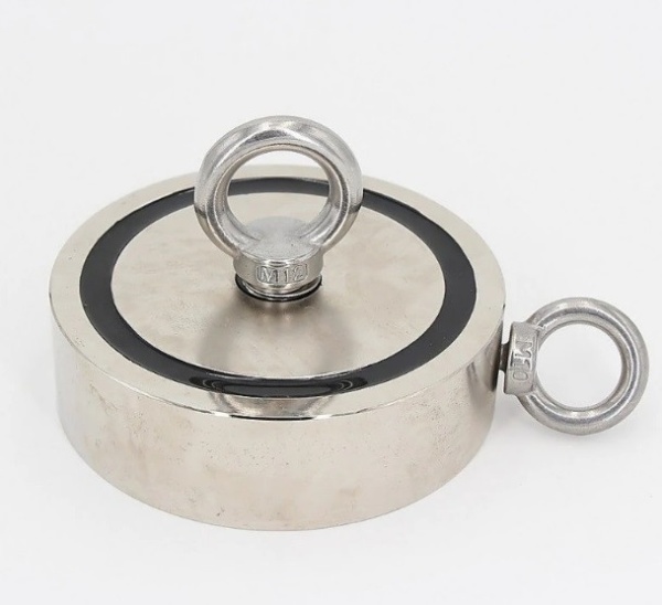 Magnet neodim oală D94 mm cu două cârlige inelare și două fețe x 300 kg - magnet fishing - Img 4