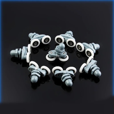Set 4 role pentru cabina de dus, ABS/Aluminiu, 23 mm, Gri/Alb