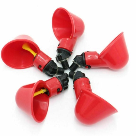 Set 5 dozatoare adapatoare de apa pentru pasari, Plastic, Automat, Rosu - Img 3