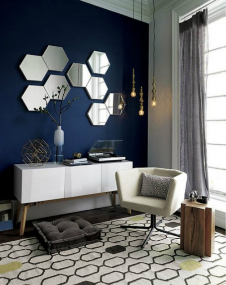 Oglinda Design Hexagon Silver - Oglinzi Decorative Acrilice Cristal - Diamant - Luxury Home - Diagonala 12-14cm - 1 bucata