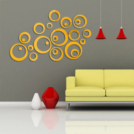 Set Oglinzi din PVC Design Modern - Oglinzi Decorative Acrilice Gold - Luxury Home 24 bucati/set - Img 6