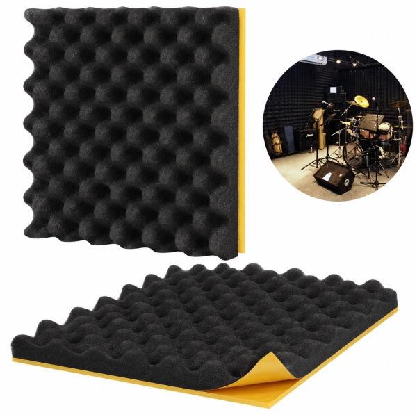 Burete acustic fonoabsorbant cofrat si izolator fonic, Adezivat, Dimensiune placa 50X50X5cm - Img 2
