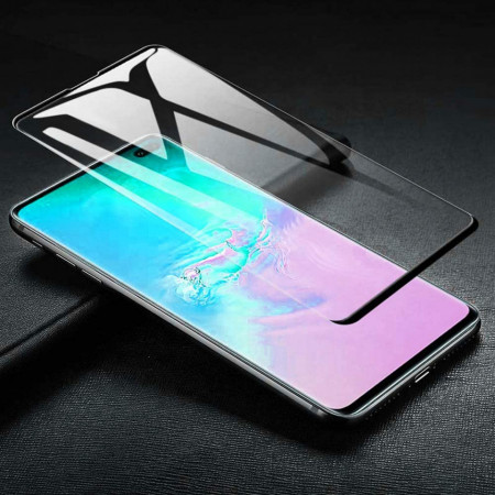 Folie de sticla pentru Samsung Galaxy S10, cu margini colorate Negru