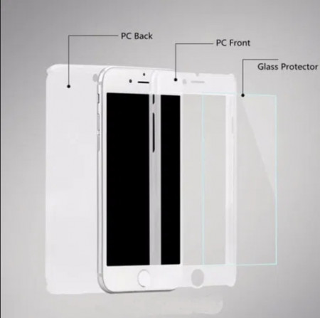 Husa Apple iPhone 6/6S, FullBody Elegance Luxury Silver, acoperire completa 360 grade cu folie de sticla gratis - Img 4