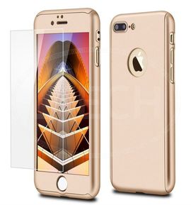 Husa Apple iPhone 7 Plus, FullBody Gold, acoperire completa 360 grade cu folie de sticla gratis