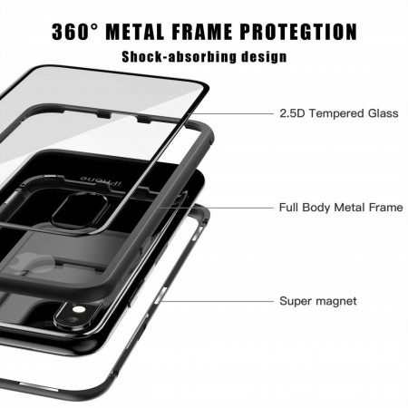 Husa Apple iPhone 7 PLUS Magnetica 360 grade Negru, Perfect Fit cu spate de sticla securizata premium + folie de sticla pentru ecran gratis - Img 8