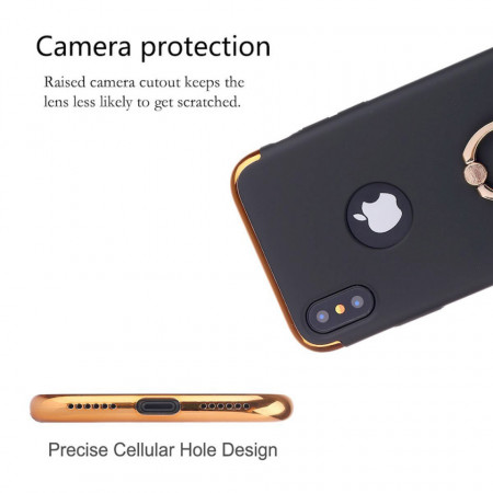 Husa Apple iPhone X, Elegance Luxury 3in1 Ring Negru - Img 4