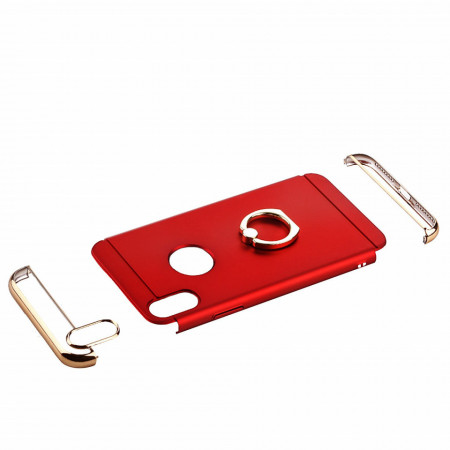 Husa Apple iPhone X, Elegance Luxury 3in1 Ring Rosu - Img 2