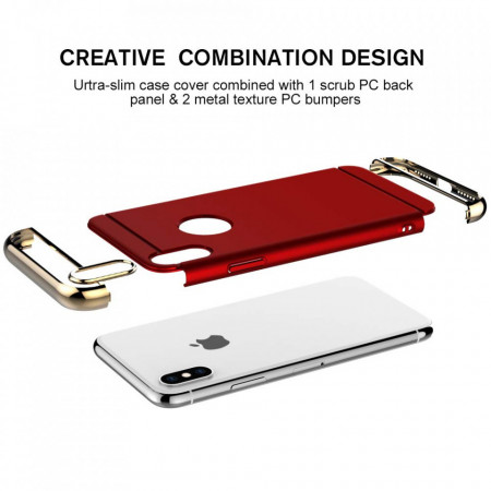 Husa Apple iPhone X, Elegance Luxury 3in1 Rosu - Img 5