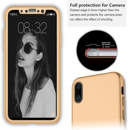 Husa Apple iPhone XS, FullBody Elegance Luxury Auriu, acoperire completa 360 grade cu folie de sticla gratis