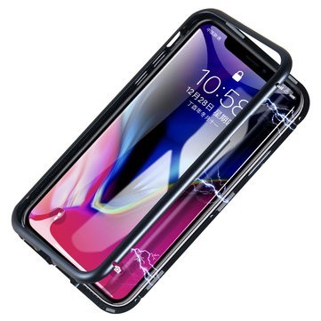 Husa Apple iPhone XS MAX Magnetica Negru, Perfect Fit cu spate de sticla securizata premium - Img 3