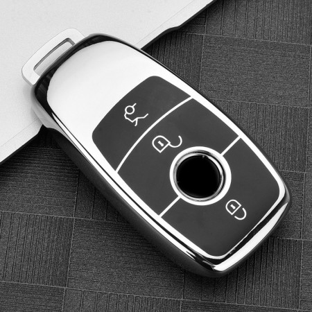 Husa de protectie premium pentru cheie auto Mercedes Benz, Elegance Luxury Cover Key, Silver - Img 2