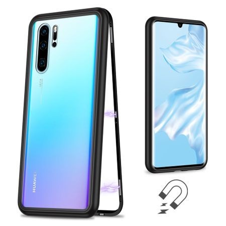 Husa Huawei P30 PRO Magnetica Black, Perfect Fit cu spate de sticla securizata premium - Img 2