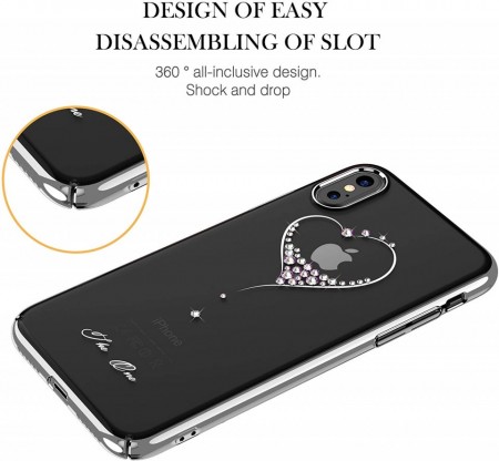 Husa Kingxbar pentru Apple iPhone X design Cristale Swarovski - Silver - Img 6
