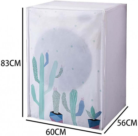 Husa pentru masina de spalat rufe si uscator de rufe cu incarcare frontala, dustproof, impermeabila, Design Cactus