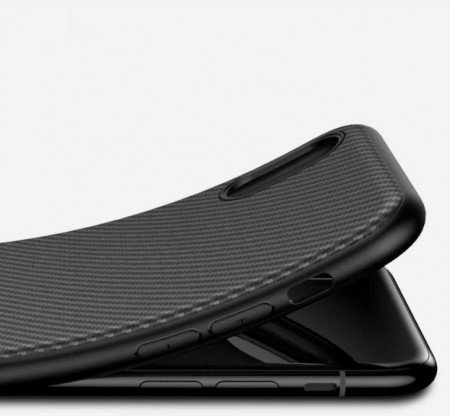 Husa pentru Samsung Galaxy A20, Perfect Fit, cu insertii de carbon, negru - Img 2