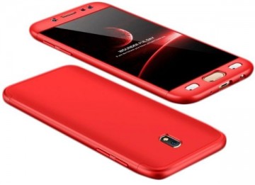 Husa Samsung Galaxy J7 2017, FullBody Elegance Luxury Red, acoperire completa 360 grade cu folie de sticla gratis