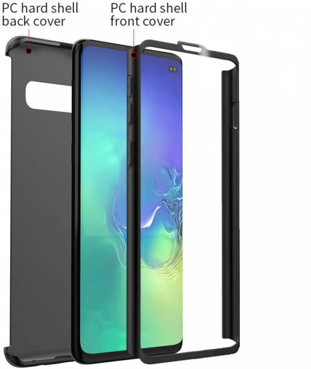 Husa Samsung Galaxy S10 Plus, FullBody Elegance Luxury Negru, acoperire completa 360 grade cu folie de protectie gratis