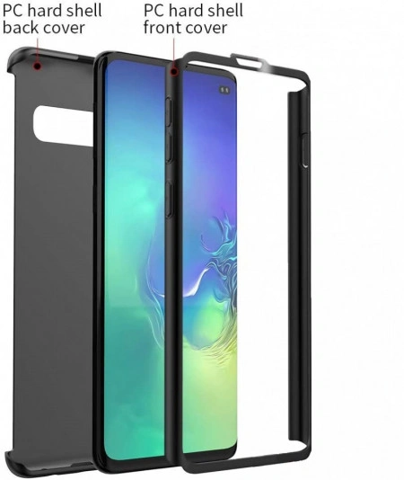 Husa Samsung Galaxy S10 Plus, FullBody Elegance Luxury Negru, acoperire completa 360 grade cu folie de protectie gratis