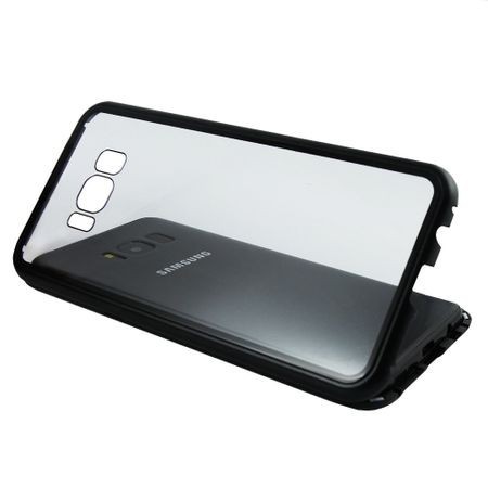 Husa Samsung Galaxy S8 Plus Magnetica 360 grade Black, Perfect Fit cu spate de sticla securizata premium + folie de protectie gratis - Img 6