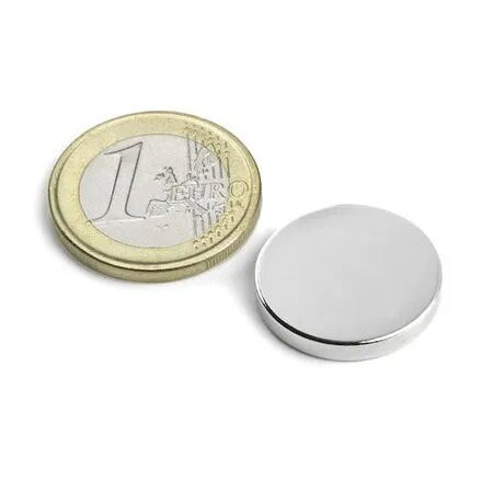 Magnet puternic neodim disc rotund 20x3mm cu suprafata nichelata - Img 3