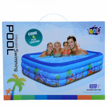 Piscina gonflabila pentru copii si adulti PVC 210x135 X 54 cm albastru/alb - Img 7