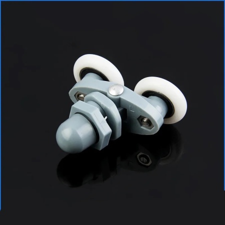 Set 4 role pentru cabina de dus, ABS/Aluminiu, 23 mm, Gri/Alb