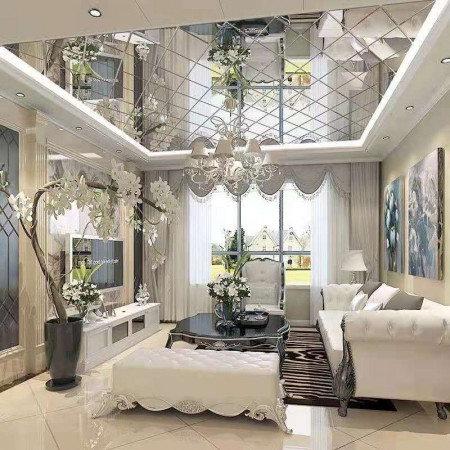 Set 32 Oglinzi Acrilice Diamant Romb Sticker Auto-adeziv Decorativ pentru Baie Living si Bucatarie 50 x 100 cm