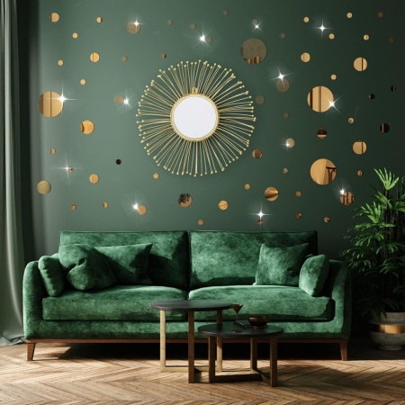 Set Oglinzi Design 3D GOLD ROUND - Oglinzi Decorative Acrilice Luxury Home 30 buc/set - Img 3