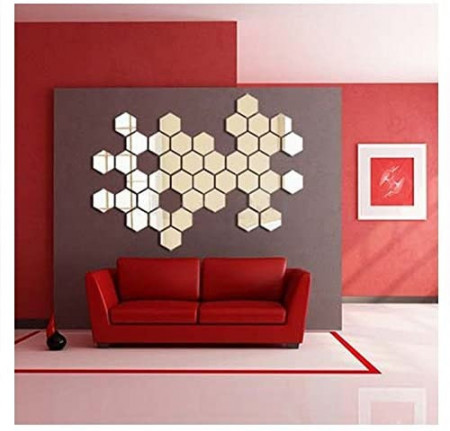 Set Oglinzi Design Hexagon - Oglinzi Decorative Acrilice Silver 29 buc
