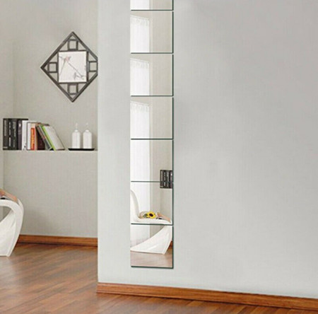 Set Oglinzi Design Patrat Silver - Oglinzi Decorative Acrilice Cristal - Diamant - Luxury Home 9 bucati/set
