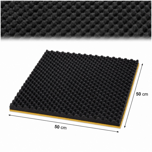 Burete acustic fonoabsorbant cofrat si izolator fonic, Adezivat, Dimensiune placa 50X50X3cm - Img 3