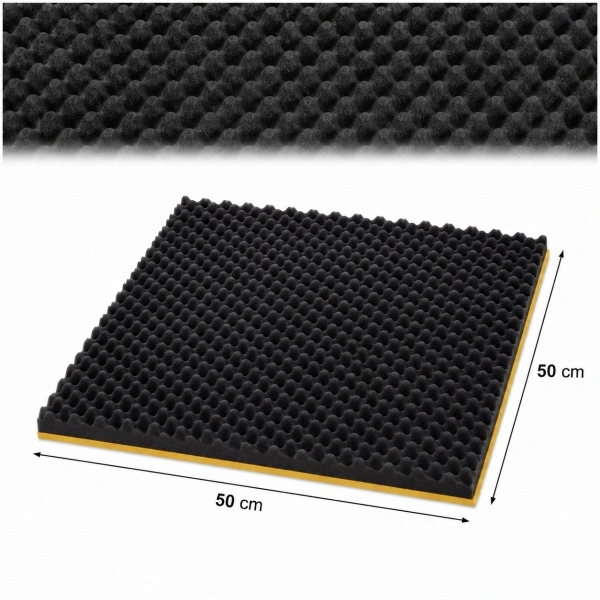 Burete acustic fonoabsorbant cofrat si izolator fonic, Adezivat, Dimensiune placa 50X50X3cm - Img 3