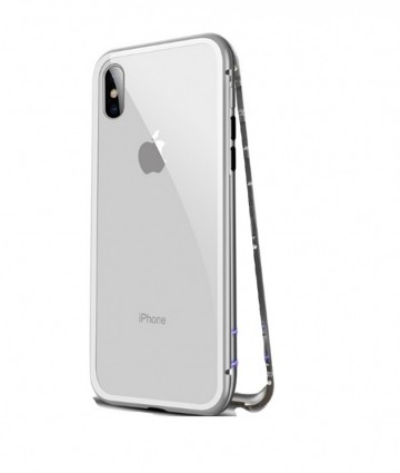 Husa Apple iPhone 7, Magnetica Argintiu, Perfect Fit cu spate de sticla securizata premium - Img 4