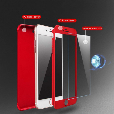 Husa Apple iPhone 8 Plus, FullBody Elegance Luxury Rosu, acoperire completa 360 grade cu folie de sticla gratis - Img 3