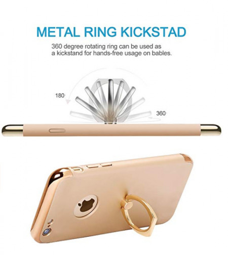 Husa Apple iPhone SE2, Elegance Luxury 3in1 Ring Auriu