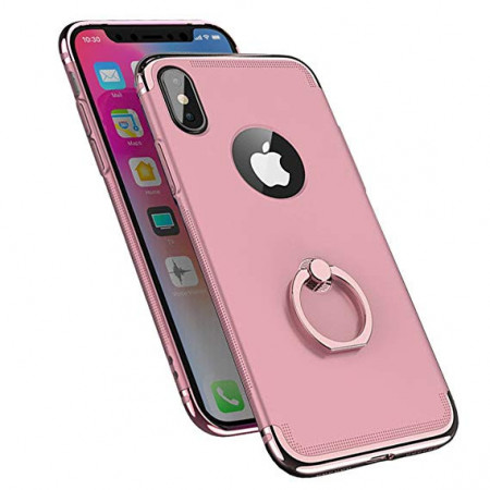 Husa Apple iPhone X, Elegance Luxury 3in1 Ring Rose-Gold - Img 2