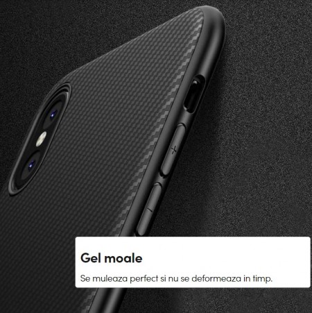 Husa pentru Samsung Galaxy A20, Perfect Fit, cu insertii de carbon, negru - Img 3