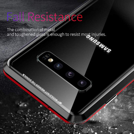 Husa Samsung Galaxy S10 Plus Magnetica 360 grade Black, Perfect Fit cu spate de sticla securizata premium + folie de sticla pentru ecran