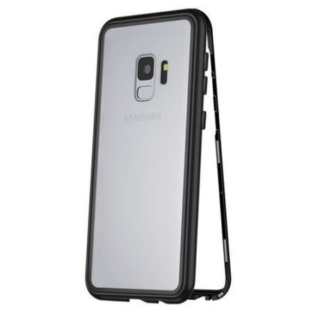 Husa Samsung Galaxy S9 Plus Magnetica 360 grade Black, Perfect Fit cu spate de sticla securizata premium + folie de protectie gratis - Img 2