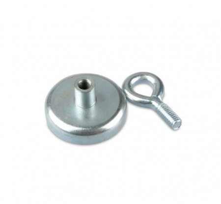 Magnet neodim oală D48 mm cârlig inelar - Magnet pentru pescuit 65kg - Img 2