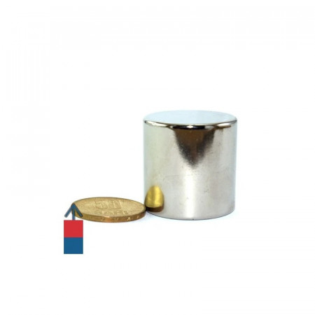 Magneți neodim de formă cilindru cu diametrul 30 mm și înălțimea 30 mm. Raportul proporțiilor 1:1 face ca acest magnet sa fie robust și puternic.