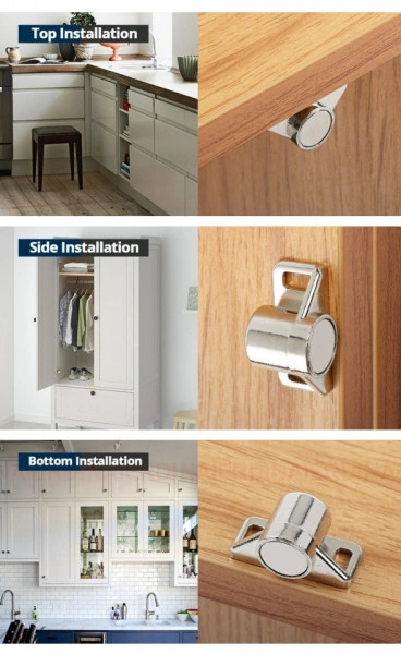 Magnet puternic neodim cu incuietoare magnetica pentru mobila + suruburi de fixare
