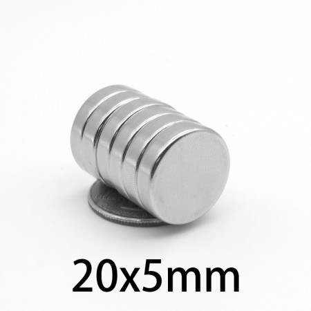 Magnet puternic neodim disc rotund 20mm x 5mm cu suprafata nichelata