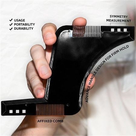 Pieptene Contur Barba &amp; Mustata PRO / Sablon pentru Barba &amp; Mustata ca la Salon Negru