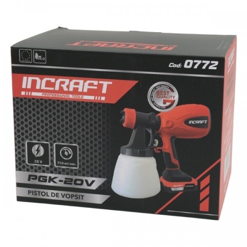 Pistol de vopsit cu acumulator 20V INCRAFT PGK-20V - Img 3